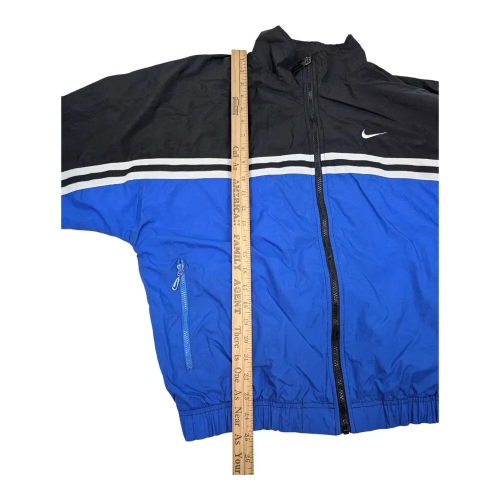 Vintage Nike Jacket Mens M Black Blue Track Windbreaker‎ Swoosh Logo 90s USA
